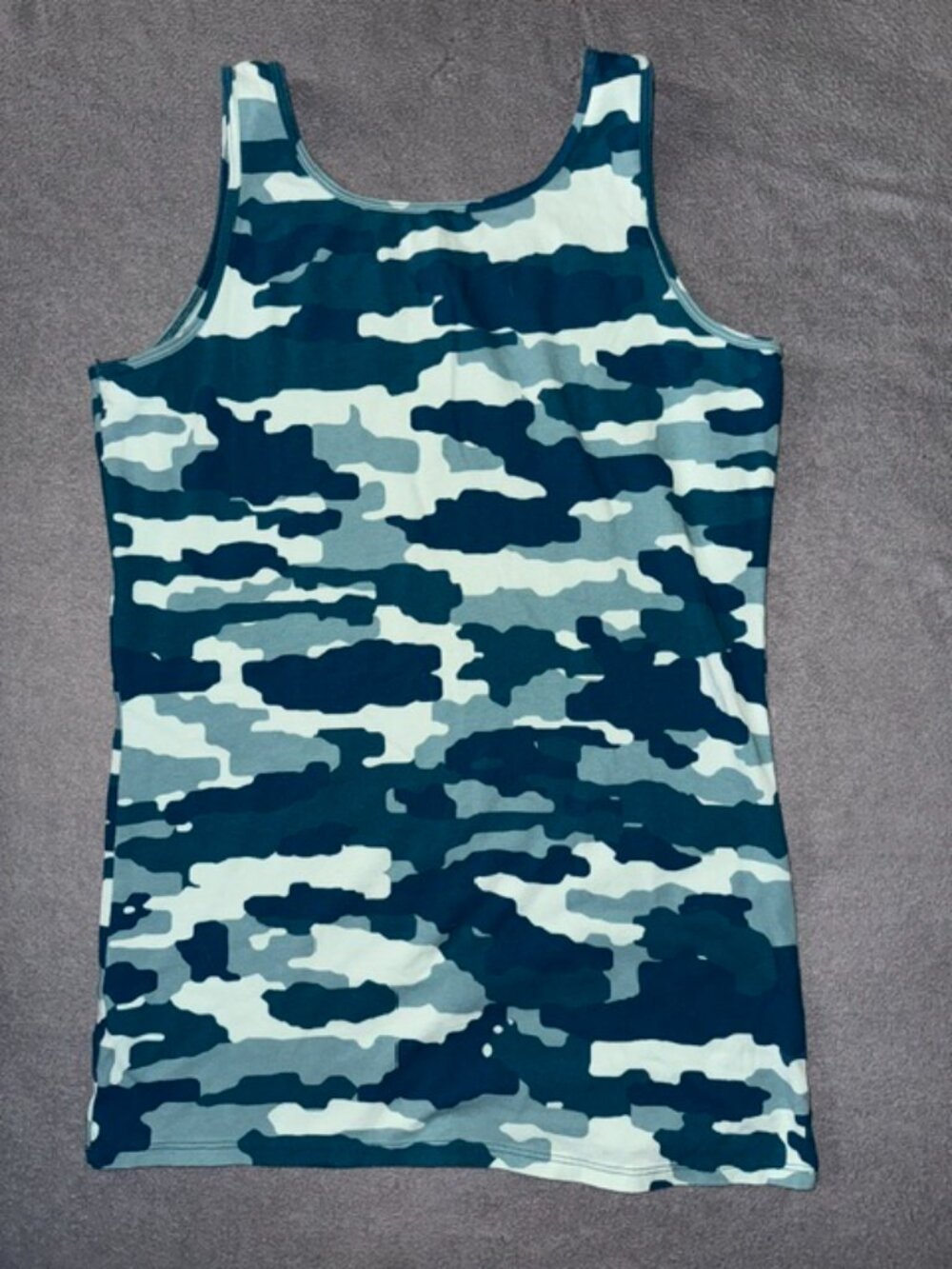Duluth Trading Co. Womens Medium Blue Camo Tank Cotton Blend